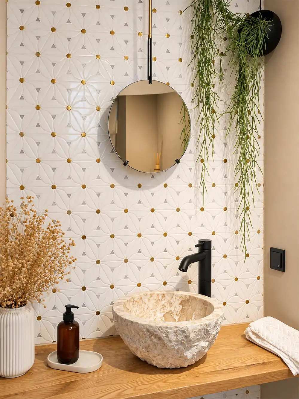Flower Tiles Kitchen Bathroom Splashback Marble Wall Mosaic White Gold 2 Sandra S Kitchen Renovation Remodel  E-Mosaictile Design Journey  1